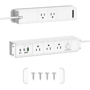 Recessed Power Strip Double Side with 65W USB C Ports,Fast Charging USB A Port Recessed Outlet, Furniture Hidden Charging Station for Side Table, End Table, Computer Desk,with 6 ft Swivel Power Cord.
