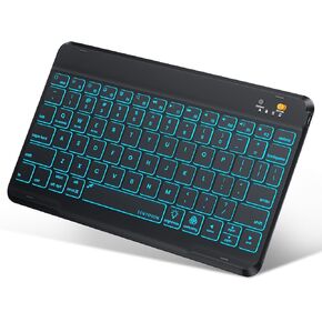 Keyboard Case For iPad 10th Generation 2022 10.9 inch,360° Rotatable Magnetic Keyboard Case with Pencil Holder Groove Design, 7 Color Backlit Detachable Keyboard, Smart Folio Tablet Cover (Teal)