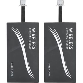 Wireless Charger Receiver, 2pcs Universal Type-C Standard Wireless Charger Adapter Mobile Phone Sticker Charging Receiver, 5V/1000mA