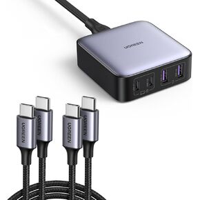 UGREEN Nexode 65W USB C Charger Desktop Bundle with 60W 2 Pack USB C Cable