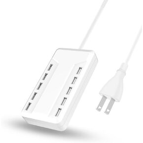 USB Charging Stationsr, 10-Port Charger Station Hub, USB Wall Charger has Fast Charging auto-Detection Technology Safety Guarantee for Cell Phones, Tablets, laptops and Other Electronic Products