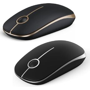 VssoPlor Wireless Mouse, 2.4G Slim Portable Computer Mice with Nano Receiver for Notebook, PC, Laptop, Computer(Black and Gold)(Black and Silver)