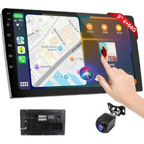 Wireless Double Din Car Stereo with Apple CarPlay/Android Auto,Carplay Screen for Car,Voice Control with Backup Camera,Bluetooth,Navigation, Mirror Link (10.1 Inch)