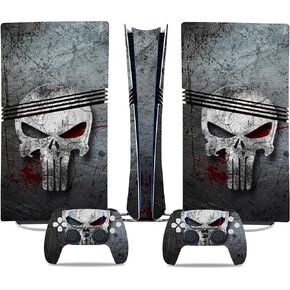 Full Body Vinyl Decal Cover for PS5 Pro Digital Edition Console & Controllers - Metal Skull