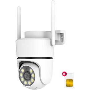 No WiFi Security Camera,4G LTE Cellular Security Camera,2K 360° Pan Tilt Outdoor Camera, AI Motion Detection, Continuous Power, Color Night Vision, IP66 Waterproof, SIM Card Included