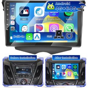 [4+64G] Hikity Android Car Stereo for Hyundai Veloster 2011 2012 2013 2014 2015 with Wireless Carplay Android Auto, 9 Inch Touch Screen Radio with Mirror Link Bluetooth WiFi Backup Cam SWC