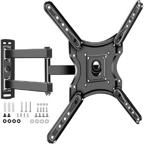 شريحة Motion Full Motion Corner Mount Bracket Explating Arm دوارة تمديد تميل للاصطدام 14-55 بوصة LED LCD SMAR SMART SMARTS SHONITORS ، MAX VESA 400X400MM حتى 55 رطل | تثبيت برو 3 خطوات سهل