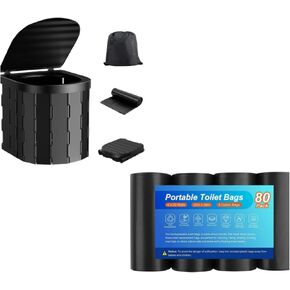 Portable Toilet for Camping, Portable Toilet for Adults, Portable Potty for Adults, 80 Portable Toilet Bags, Camping Toilet Bags, Biodegradable Porta Potty Bags,