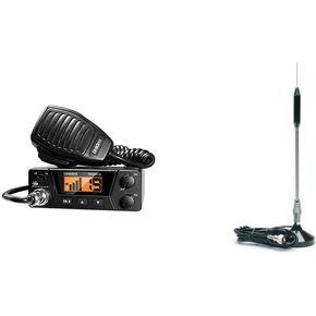 Uniden PRO505XL 40-Channel CB Radio. Pro-Series, Compact Design. Public Address (PA) Function - Black & RoadPro (RP-711) 24" Magnet Mount Stainless Steel CB Antenna Kit