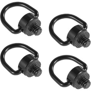 4pcs Stainless Steel D Ring Screw Hinged Holder, 1/4"-20 Thread Camera Fixing Screw Quick Release Carabiner Clip for Tripod DSLR Cameras, Selfie Sticks, Gimbals, Wrist Strap Attachment (Black)