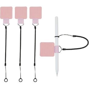 Mini Skater Plastic Elastic Tether Lanyard with Silicone Ring & Pen Loop Holder for Tethering Stylus Pen to Drawing Tablet, 4 Set (Pink)