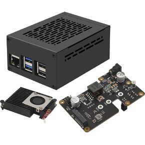 Geekworm X1012 PCIe to M.2 HAT Key-M NVMe SSD and POE Shield+Metal Case P579+Active Cooler H505 for Raspberry Pi 5