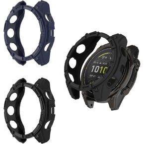 Compatible with Garmin Enduro 3 Protective Case Cover, Smartwatch Protective Case Cover Shell Soft and Durable Watch Accessories，Premium Soft TPU Slim Case Cover-Black+Blue
