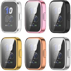 FitTurn Screen Protector Case Compatible with Amazfit Bip5 Unity A2324 Watch TPU Slim Case Cover [Plating Metal Color Frame] [3D Full Coverage] Shell Protective for Amazfit Bip5 Unity A2324 Watch