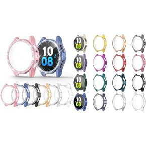 RICHONE [6+16Pack] Case Compatible with Samsung Galaxy Watch 5/Galaxy Watch 4 40mm Screen Protector Case Scratch Resistan, Glitter Flexible TPU Face Cover for Women (Galaxy 4/5, 40mm)
