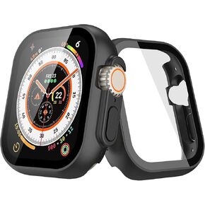 Julk 2 Pack Hard Case Designed for Apple Watch Ultra 2 (2024) / Ultra 1 49mm, with 9H [HD Clear] Sensitive Tempered Glass Screen Protector, [Full Protection] Slim Cover for iWatch 49mm - Black