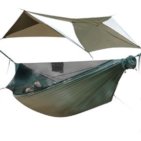 NomadNest 11ft Camping Hammock with 14ft Camping Tarp, Detachable Full-Open Mesh, Lightweight Portable Hammocks for Camping Hiking Backpacking