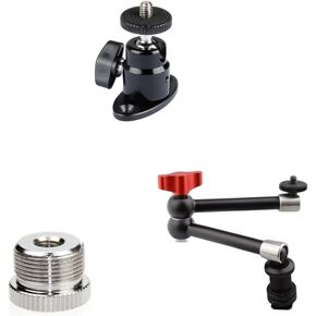 CAMVATE 1/4"-20 Mini Ball Head with Ceiling Mount + 5/8-Inch Male to 1/4-Inch Female Mic Screw + 11 inch Magic Arm