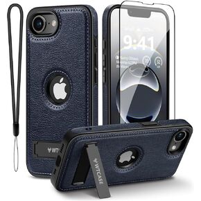 Magnetic for iPhone 16e Leather Case,Built-in Invisible Stand [Compatible with Magsafe] Protective Slim Kickstand Phone Cover Compatible with iPhone 16e (2025) 6.1" (Brown)