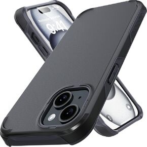 TEAM LUXURY for iPhone 14 Case/iPhone 15 Case, [Updated Gen-II] Protective Shockproof Rugged Phone Cover, [Non-Slip Grip] - (Black)