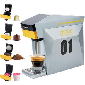 4 In 1 Single Server Coffee Maker, Mini Coffee Machine for Nespresso Original/K cups/Dolce Gusto Original/Ground Coffee, 19 Bar Espresso Machine Fit for Home Office, Grey