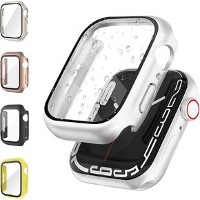 2 Pack PC Smart Watch Case Compatible with Apple Watch SE Series 6 Series 5 Series 4 with Tempered Glass Screen Protector (Yellow, 40mm)