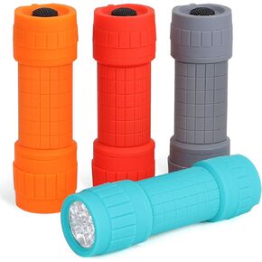 FASTPRO 4-Pack 9-LED Mini Flashlight Set, AAA Batteries are Included and Pre-Installed, Perfect for Class Teaching, Camping, Wedding Favor