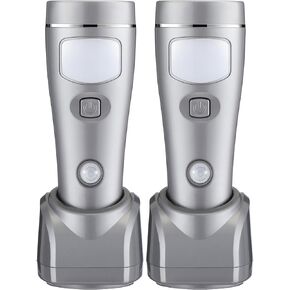 Enhon 4 in 1 LED Rechargeable Plug in Flashlights, 2 Pack LED Emergency Lights for Home Power Failure, Plug in Power Outage Light, Power Failure Light with Motion Detection(White)