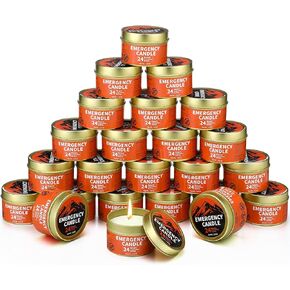 Chuarry 24 Pcs Emergency Candle Bulk 24 Hours Long Burning Survival Soy Wax Candles for Power Outages Survival Camping Hunting Outdoor Activities