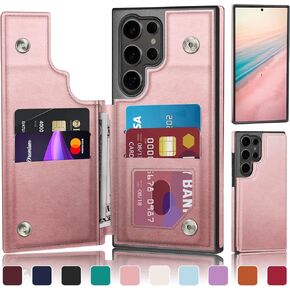 Designed for Samsung Galaxy S24 Ultra Case Wallet with Card Holder, [Magnetic Clasp Cover] [RFID Blocking Leather Protection] Shockproof Women Men Cases for Samsung S24 Ultra Black