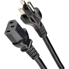 Computer Power Cable, 6ft, 18 AWG, Black, 3 Prong, 10A