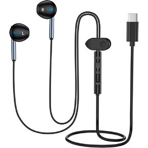 Samsung Wired Earbuds USB C Headphone for Samsung Galaxy A16 5G A15 A35 S25 Ultra S24 FE S23 S22 S21 S20 Plus Type C Earphones with Mic Volume Control Wired Earbuds USB C for iPhone 16e 16 15 Pro Max