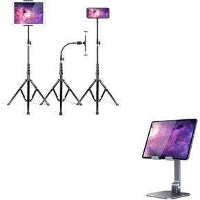 elitehood Aluminum Tablet Floor Stand and Desktop Tablet Stand Bundle