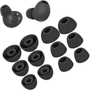 6 Pairs Galaxy Buds 2 Pro Ear Tips, Soft Silicone Washable Ear Tips, Compatible with Samsung Galaxy Buds 2 Pro 2022 SM-R510 Earbuds Tips, Fit in Charging Case 3 Size Replacement Ear Tips Black in Saudi Arabia