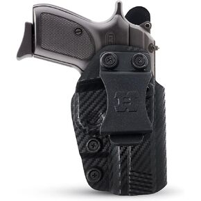 Iwb Kydex Holster Fits Bersa Thunder 380 Concealed Carry by Houston - Lined Inside for Strong Retention and Protection - Reinforced Plastic Clip - Lightweight (Carbon Fiber)
