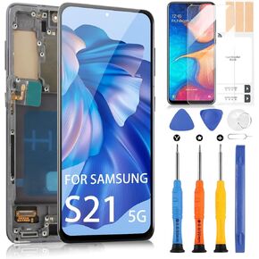 TFT for Samsung Galaxy S21 5G SM-G991U Screen Replacement - for Samsung S21 5G LCD Display Touch for Galaxy S21 4G / 5G G991B G991B/DS SCG09 Digitizer Glass Assembly Kits (Black with Frame)