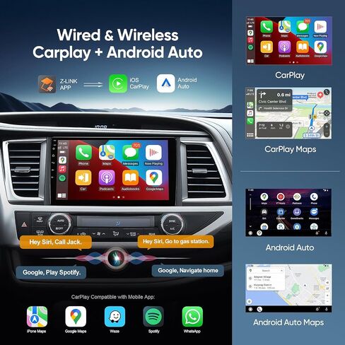 Car Stereo Radio for Toyota Highlander 2015-2019,10 Inch Android 13 Head Unit with Apple CarPlay,Android Auto,1080P Backup Camera,GPS Navigation,Bluetooth,WiFi,SWC,DSP,FM (8G+128G) in Saudi Arabia