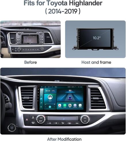 Car Stereo Radio for Toyota Highlander 2015-2019,10 Inch Android 13 Head Unit with Apple CarPlay,Android Auto,1080P Backup Camera,GPS Navigation,Bluetooth,WiFi,SWC,DSP,FM (8G+128G) in Saudi Arabia