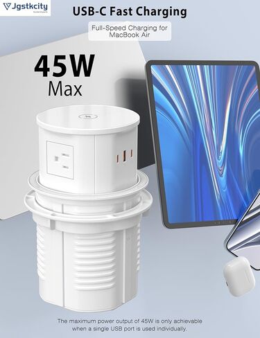 Pop up Outlet for Countertop with Wireless Charger,45W USB C Port, 4.7'' Diameter Round Pop Up Counter Outlet with AC Outlets,USB Ports,Hidden Outlet,Pop Out Outlet in Kuwait