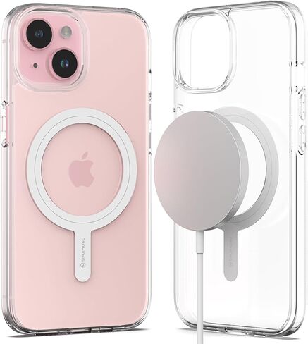 Sinjimoru for iPhone 15 Case, Compatible with MagSafe, Anti-Yellowing UV Coating, PC & TPU Clear Shockproof Design 1500G Strong Magnet M-Airclo in Kuwait