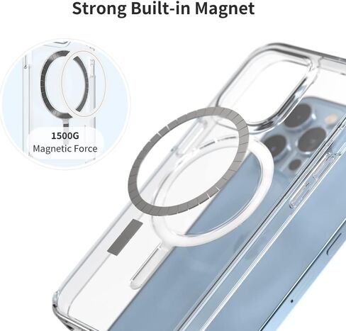 Sinjimoru for iPhone 15 Case, Compatible with MagSafe, Anti-Yellowing UV Coating, PC & TPU Clear Shockproof Design 1500G Strong Magnet M-Airclo in Kuwait