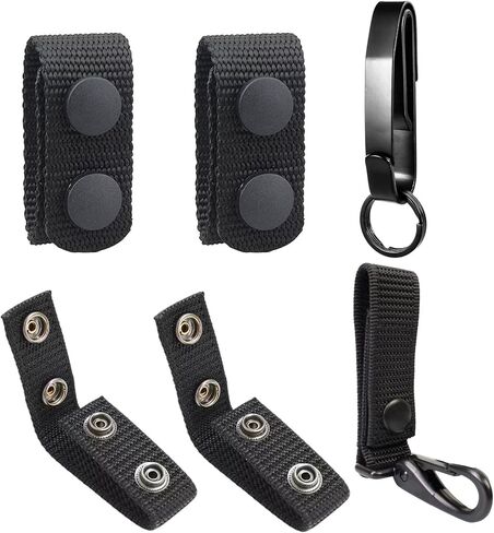 Tactical Duty Belt Keeper Set (5 Pack) with Double Snaps & Key Clip, Heavy Duty Nylon Webbing for 2"-2.25" Belt for Police, Security, EMT, Firefighters and Hunting Equipment Accessories in Saudi Arabia