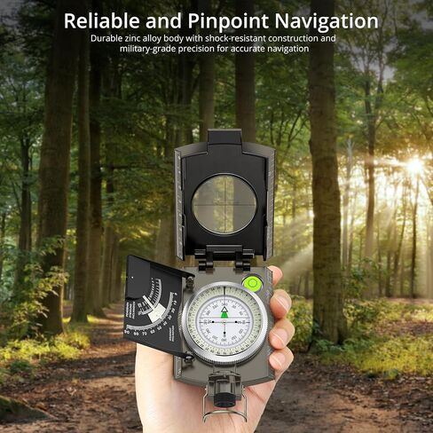 Compass Hiking Survival, IP65 Waterproof Metal Compass with Sighting Clinometer and Carry Bag, Multifunctional, Professional, for Camping Hunting Hiking Navigation in Saudi Arabia