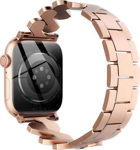 Premium Rose Gold Stainless Steel Band for Apple Watch Men Women - Durable Secure Clasp, Elegant Strap Bracelet for 38mm 40mm 41mm 42mm 44mm 45mm 46mm 49mm iWatch Series 1 2 3 4 5 6 7 8 9 10 SE Ultra in Saudi Arabia