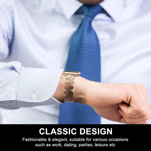 Premium Rose Gold Stainless Steel Band for Apple Watch Men Women - Durable Secure Clasp, Elegant Strap Bracelet for 38mm 40mm 41mm 42mm 44mm 45mm 46mm 49mm iWatch Series 1 2 3 4 5 6 7 8 9 10 SE Ultra in Saudi Arabia