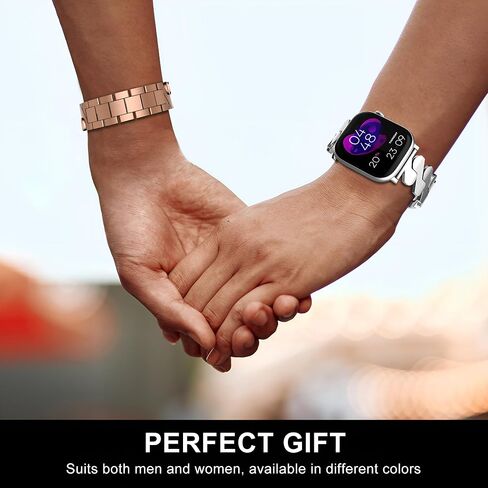 Premium Rose Gold Stainless Steel Band for Apple Watch Men Women - Durable Secure Clasp, Elegant Strap Bracelet for 38mm 40mm 41mm 42mm 44mm 45mm 46mm 49mm iWatch Series 1 2 3 4 5 6 7 8 9 10 SE Ultra in Saudi Arabia