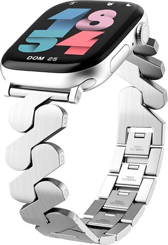 Premium Rose Gold Stainless Steel Band for Apple Watch Men Women - Durable Secure Clasp, Elegant Strap Bracelet for 38mm 40mm 41mm 42mm 44mm 45mm 46mm 49mm iWatch Series 1 2 3 4 5 6 7 8 9 10 SE Ultra in Saudi Arabia