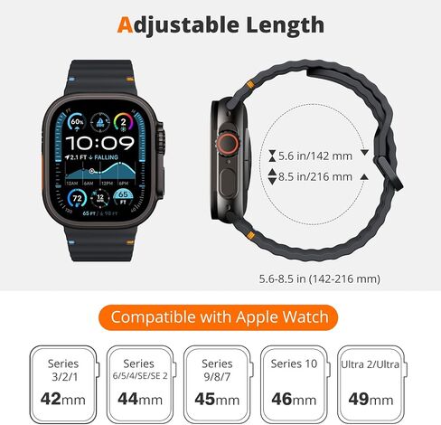 TiMOVO Sport Band Compatible With Apple Watch Band 49mm 46/45/44/42mm for Women Men, Soft Silicone Waterproof Replacement Strap for iWatch Ultra 2/Ultra/Series 10/9/8/7/6/5/4/3/2/1/SE 2/SE in Saudi Arabia