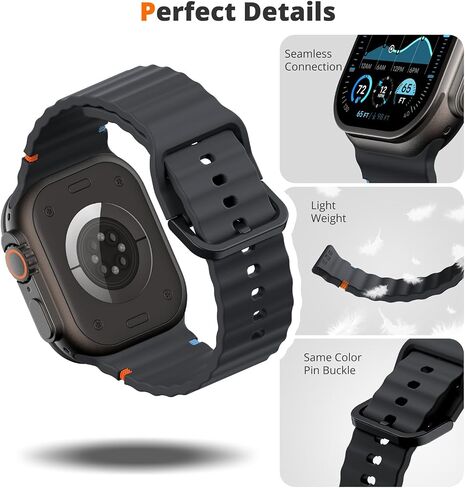 TiMOVO Sport Band Compatible With Apple Watch Band 49mm 46/45/44/42mm for Women Men, Soft Silicone Waterproof Replacement Strap for iWatch Ultra 2/Ultra/Series 10/9/8/7/6/5/4/3/2/1/SE 2/SE in Saudi Arabia
