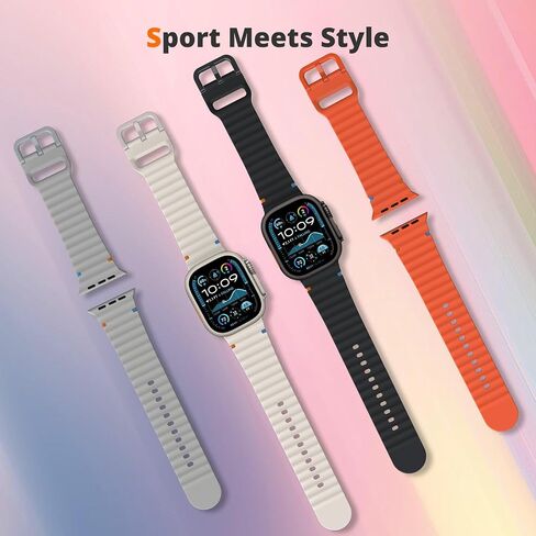 TiMOVO Sport Band Compatible With Apple Watch Band 49mm 46/45/44/42mm for Women Men, Soft Silicone Waterproof Replacement Strap for iWatch Ultra 2/Ultra/Series 10/9/8/7/6/5/4/3/2/1/SE 2/SE in Saudi Arabia